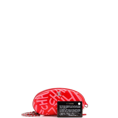 Chanel Coco Neige Zip Around Sunglasses Case With Chain Printed Leather