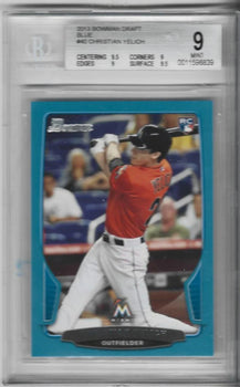 Christian Yelich 2013 Bowman Draft Blue Rookie Card (Bgs Mint 9) 31/500 #40
