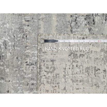 2'6"X26' Gray Hand Knotted Undyed Natural Wool Modern Xl Runner Rug
