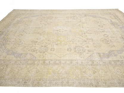 Semi-Antique Handmade Floral Oriental Rug Vintage