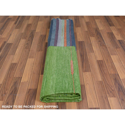 10'4"X14'2" Flat Weave Kilim Stripe Design Wool Hand Woven Over Size Rug