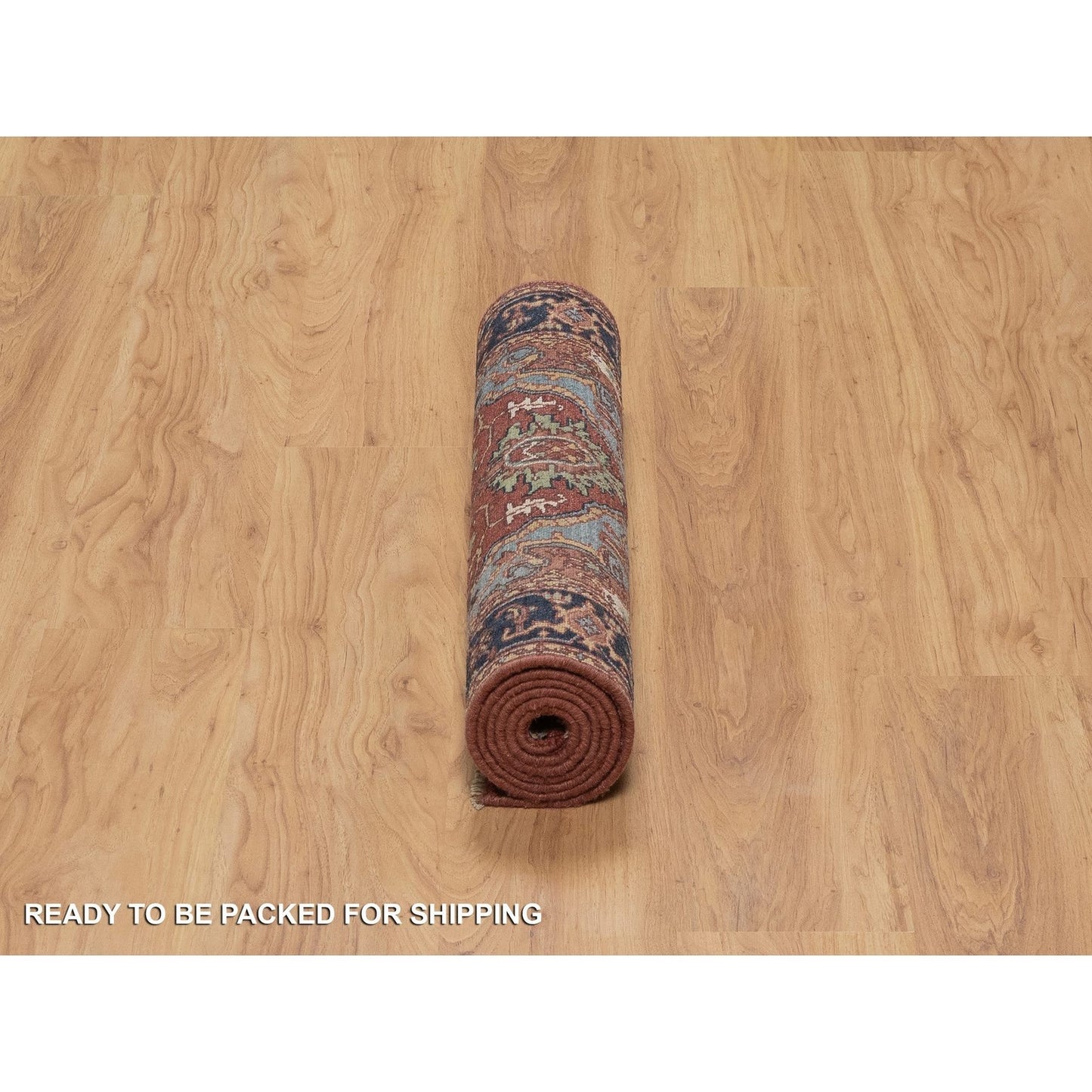 2'7"X6'1" Red Antiqued Heris Re-Creation All Wool Hand Knotted Runner Rug