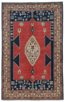 Handmade Kazak Oushak Oriental Rug 4X6 Ft Red