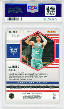 Lamelo Ball 2020 Panini Mosaic Blue National Pride Rookie Card #257 (Psa Mint 9)