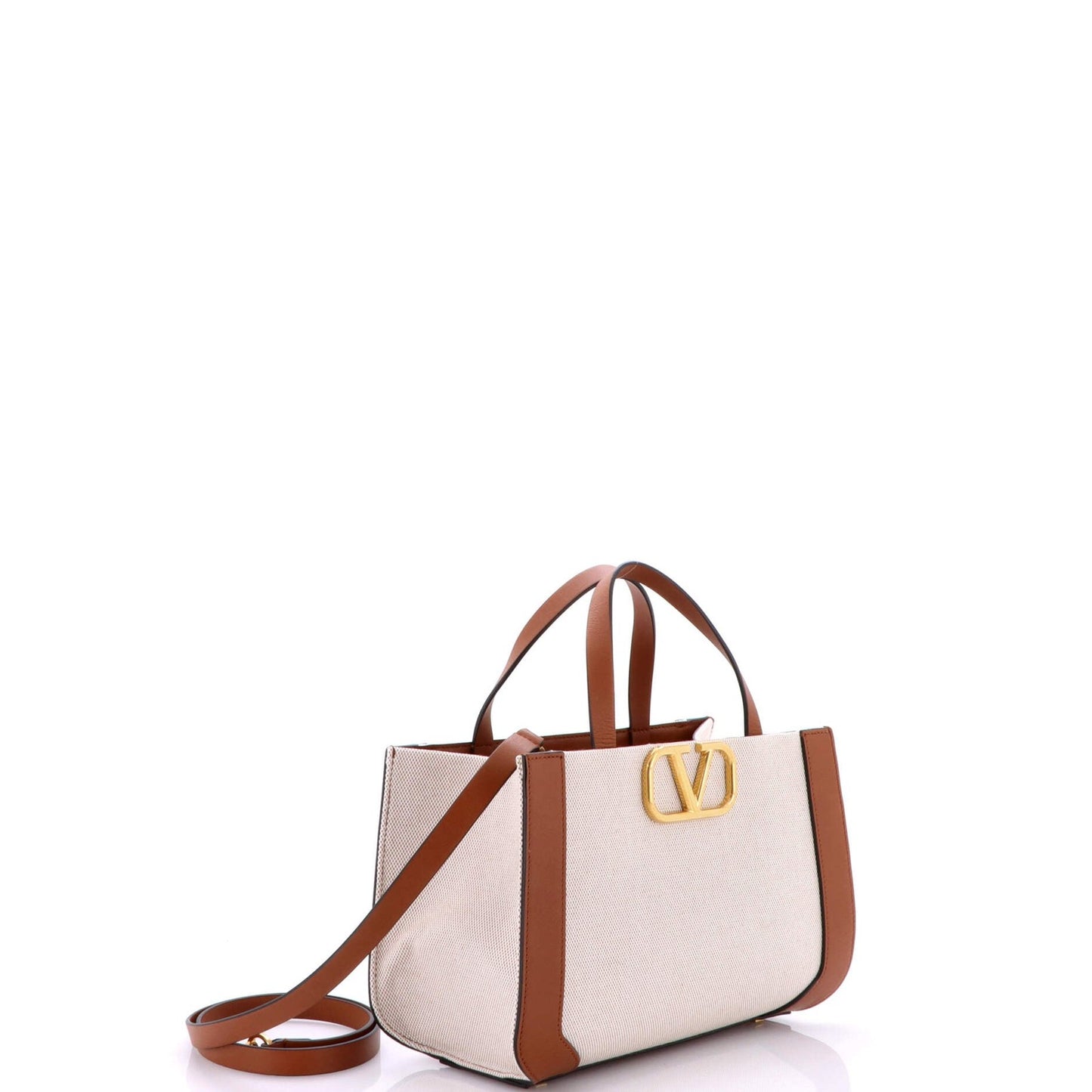 Valentino Garavani Vlogo Shopper Tote Canvas And Leather Small