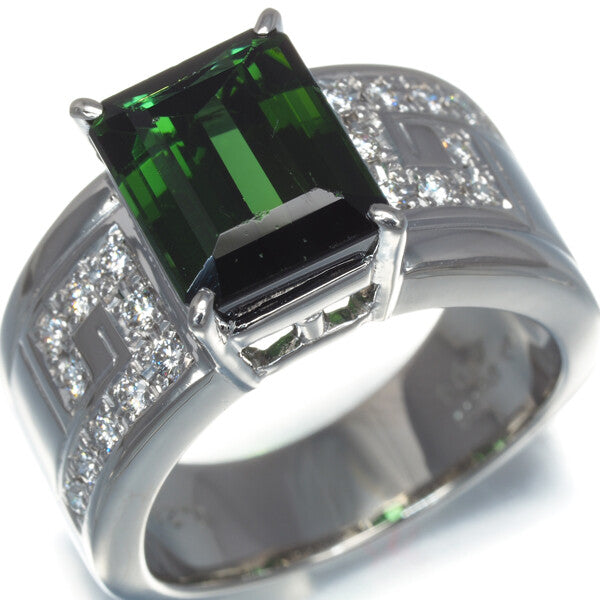 Tasaki Ring Green Tourmaline 4.04Ct Diamond