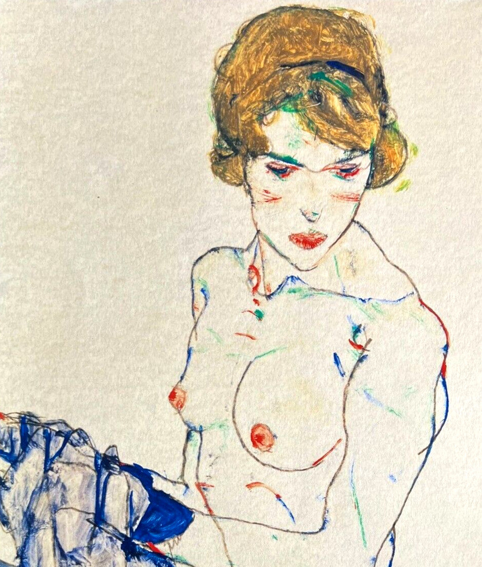 Egon Schiele, Lithograph From An Painting Coa Signed In Pen Numbered