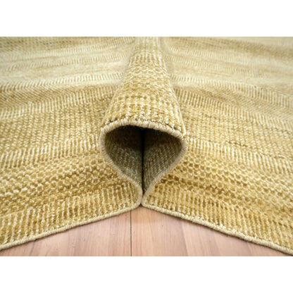 9'X12'1" Brown Wool & Silk Hand Knotted Modern Grass Design Oriental Rug