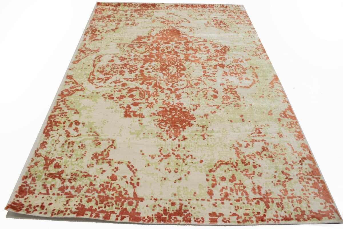 Modern Distressed Oriental Rug Floral Medallion
