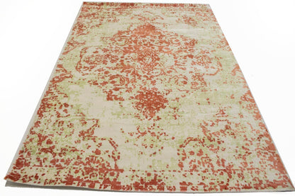 Modern Distressed Oriental Rug Floral Medallion