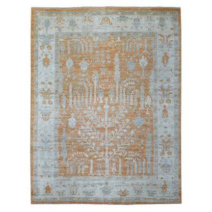 7'10"X10'2" Orange Natural Wool Afghan Angora Oushak Hand Knotted Rug