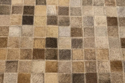 8X10 Ft Contemporary Multicolored Cowhide Leather