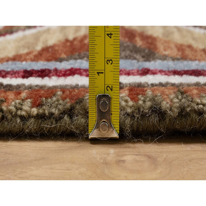 2'1"X3'1" Pastel Gray Southwest Indian Design Hand Knotted Wool Mat Rug