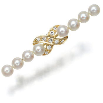 Tiffany&Co. Brooch Pearl 3.8Mm Diamond Signature 18K 750 Yellow Gold