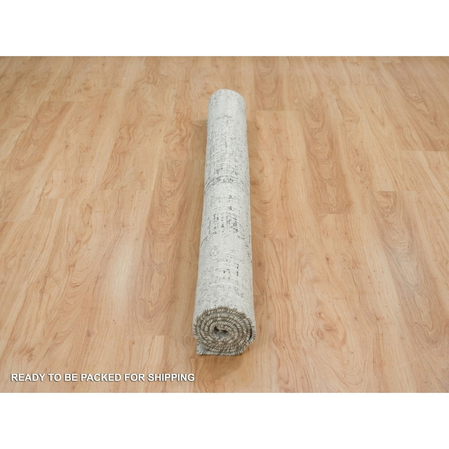 Modern Hand Knotted Light Gray Square Oriental 6'2" Design Rug