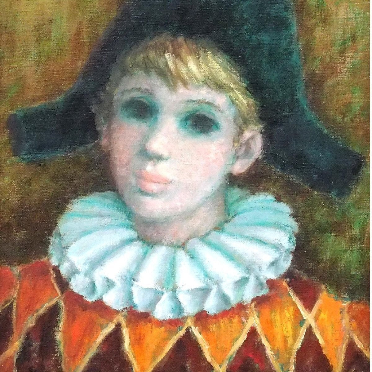 Harlequin Portrait Oil Painting Canvas Angelina Lavernia Arlequin 1993