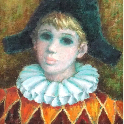 Harlequin Portrait Oil Painting Canvas Angelina Lavernia Arlequin 1993