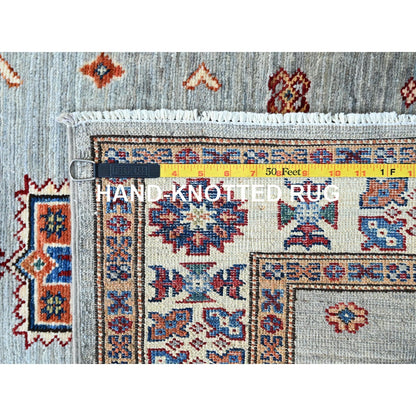 2'11"X22'7" Gray Xl Afghan Hand Knotted Super Kazak Oriental Runner Rug