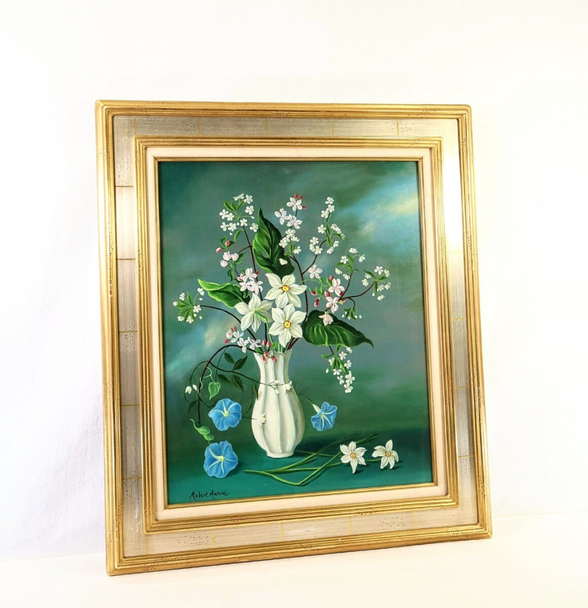 Robert Antoine Bouquet Printanier Original Oil Painting Still Life Flowers