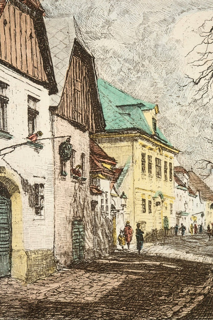 Herta Czerny Kovans Vienna Kahlenberger Strasse  Original Etching Signed Print