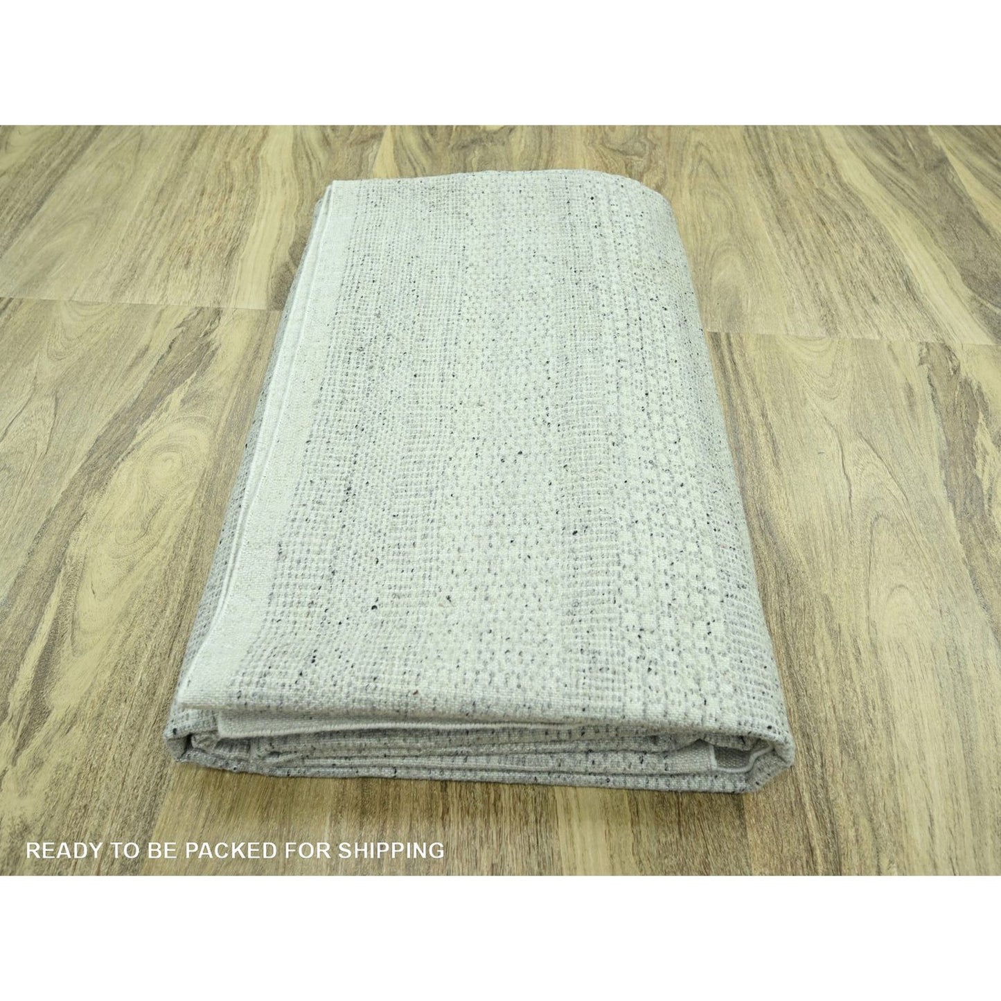 10'1"X13'9" Gray Wool Rug Distressed & Oxidized Grass Design Hand Knotted