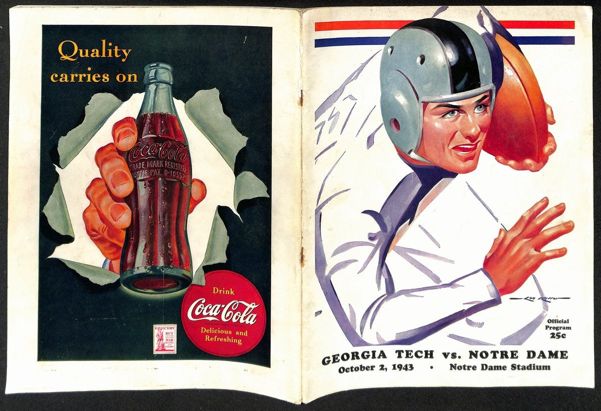 1943 Georgia Tech Vs Notre Dame  Vintage College Football Program 196443