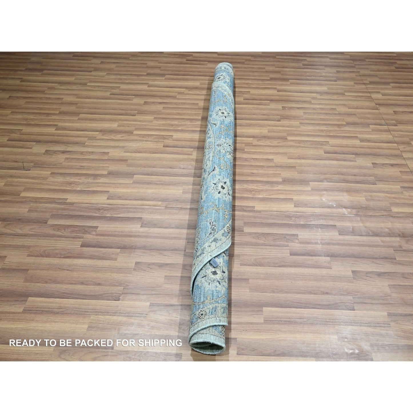 7'1"X7'1" Blue Shah Abbas Flower Design Pure Wool Hand Knotted Round Rug