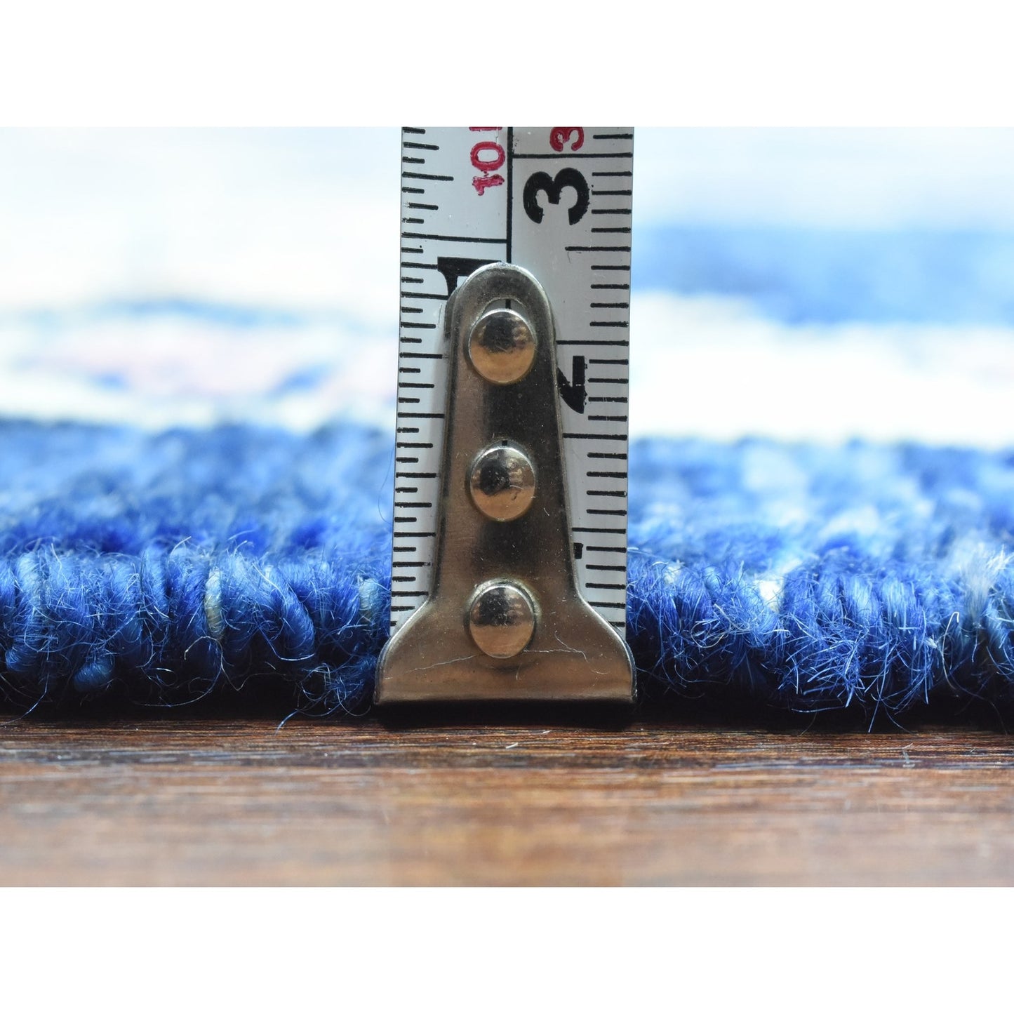 10'3"X10'3" Blue Hand Knotted Afghan Angora Oushak Soft Wool Square Rug