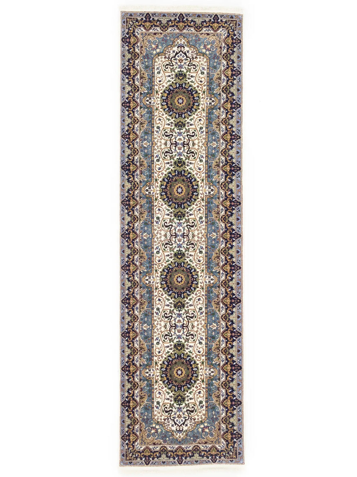 Oriental Runner Rug Floral Design Plush Hallway Carpet Handmade Kirman 3X10 ft