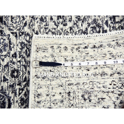 2'7"X6' White Mamluk Dynasty Design Undyed Wool Hand Knotted Runner Rug