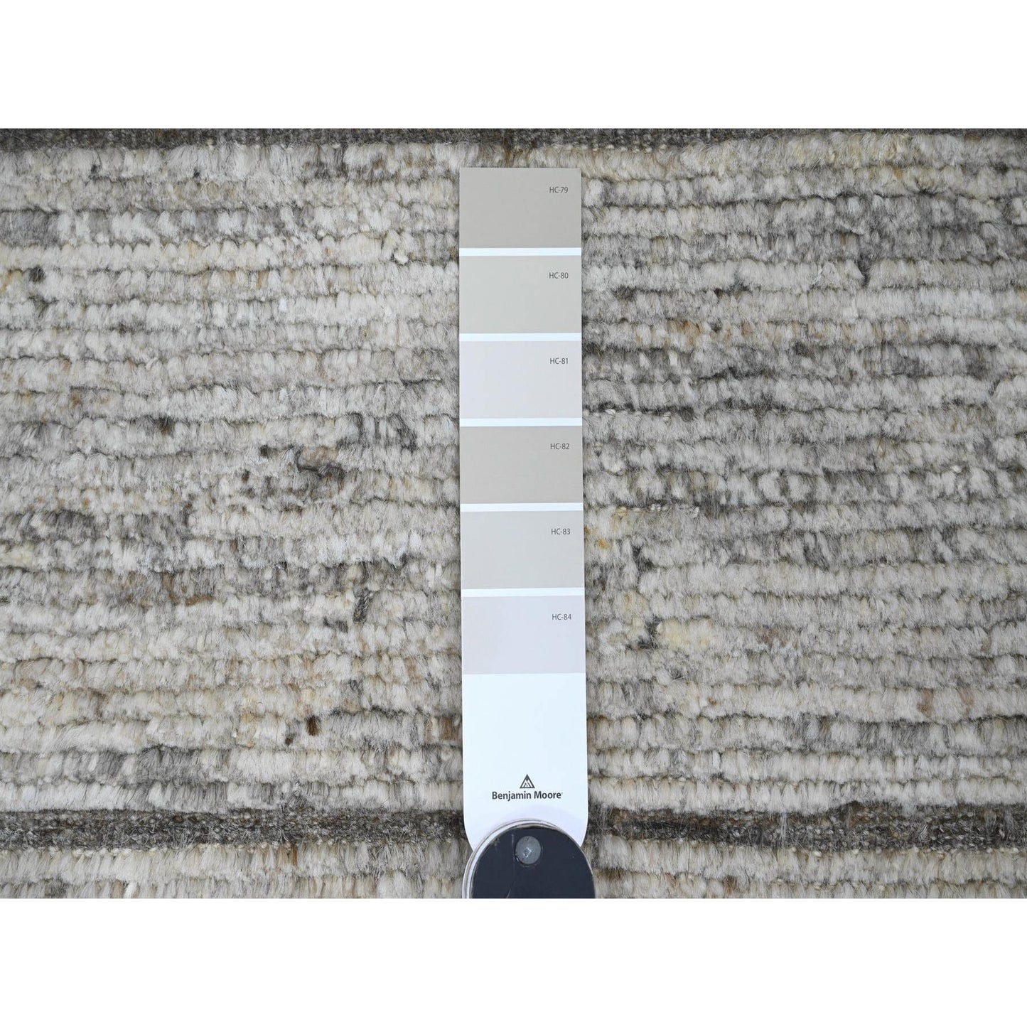 6'2"X9' Gray Moroccan Weave Compartment Design Hand Knotted Soft Wool Rug