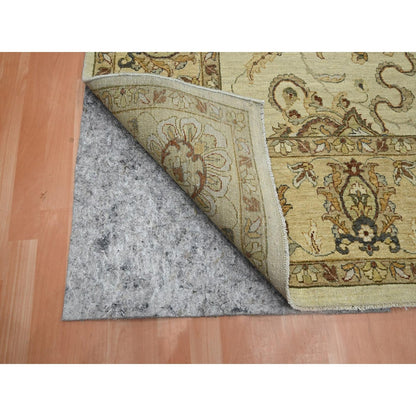 8'X10' Ivory Hand Knotted Agra Ziegler Design Leaf Pattern Pure Wool Rug