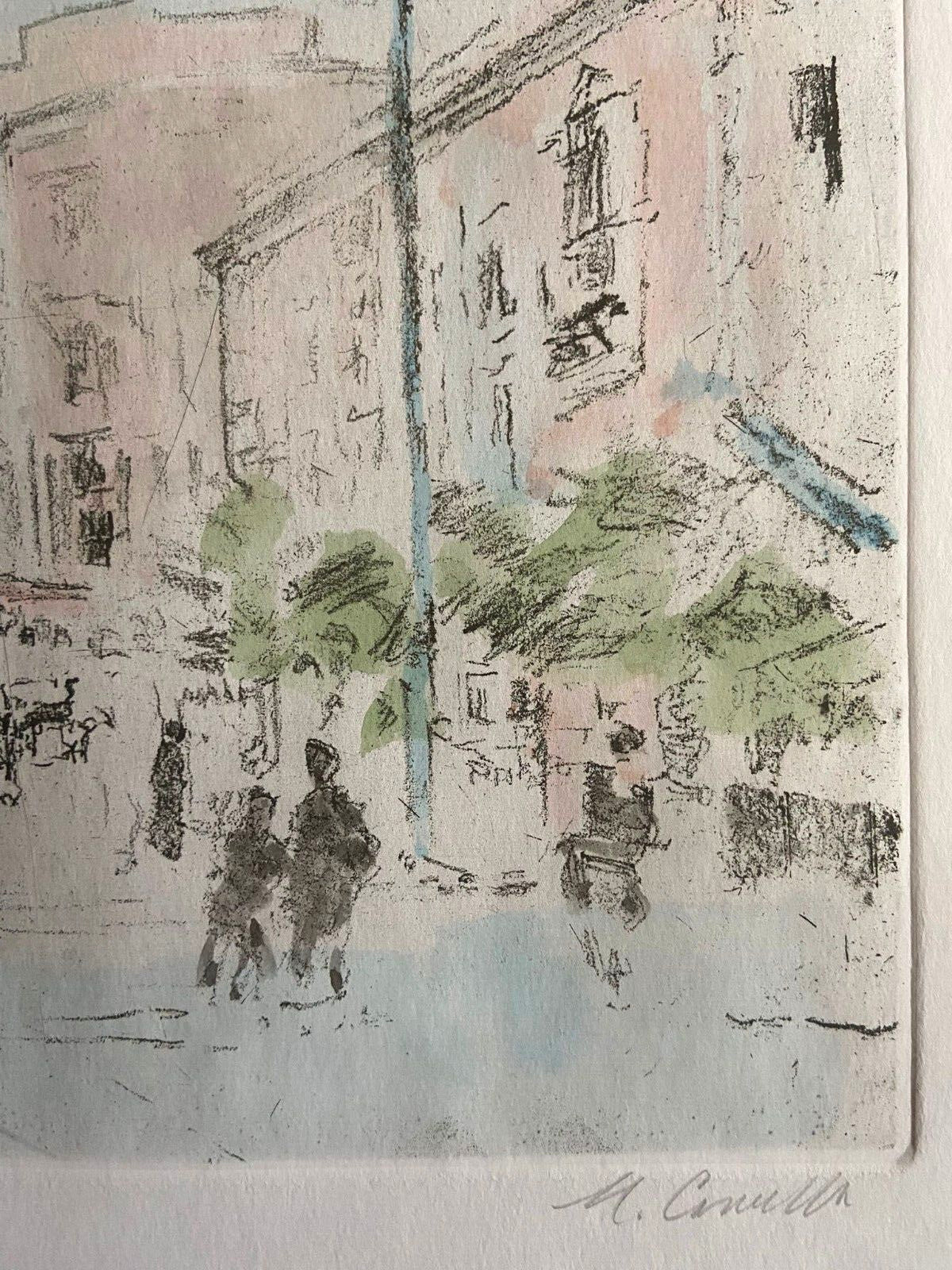 Michele Cascella Hand-Signed Watercolor Etching