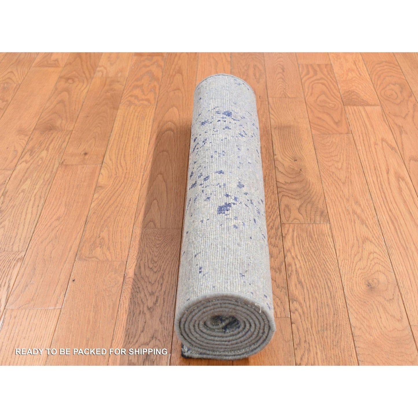 2'5"X6'1" Gray Cypress Trees Design Silk/Wool Hand Knotted Runner Rug