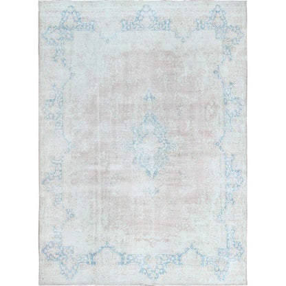 9'9"X13'3" Worn Wool Hand Knotted Pink Vintage Farsian Karman Rug
