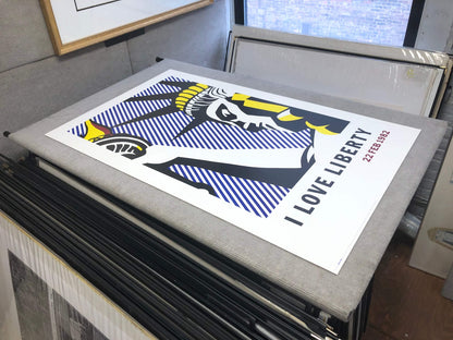 Roy Lichtenstein I Love Liberty " Poster Pop Art Yellow, Black