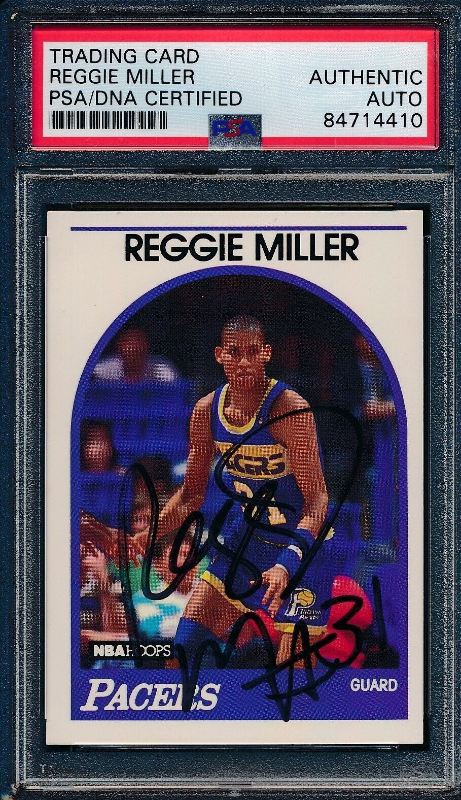 Reggie Miller 1989 HOF Hoops Pacers Authentic Card #29 Signed PSA DNA 176339
