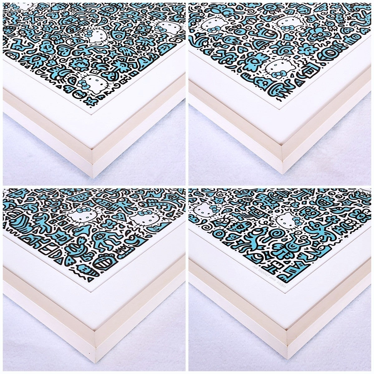 Blue Diamond Giclee Kitty Dust Print Doodle Signed Framed 37/ 50 2019 Mr