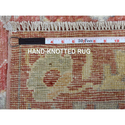 3'1"X19'8" Pure Wool Hand Knotted Coral Red Angora Oushak Xl Runner Rug