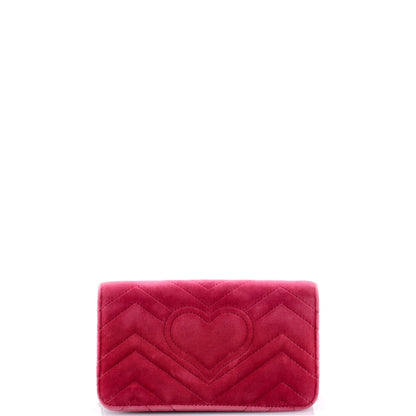 Gucci Gg Marmont Chain Flap Bag Embroidered Matelasse Velvet Mini