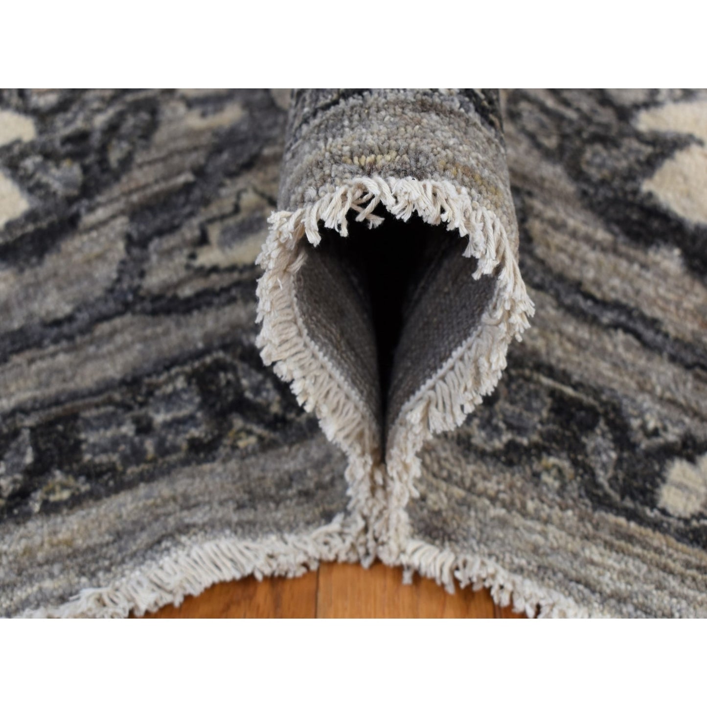 9'1"X12'6" Grey Peshawar With Mahal Design Wool Hand Knotted Rug