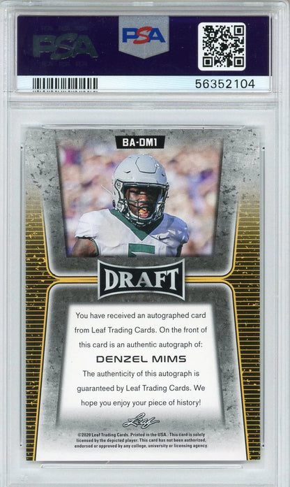 Denzel Mims Autographed 2020 Leaf Draft Rookie Card (Psa)