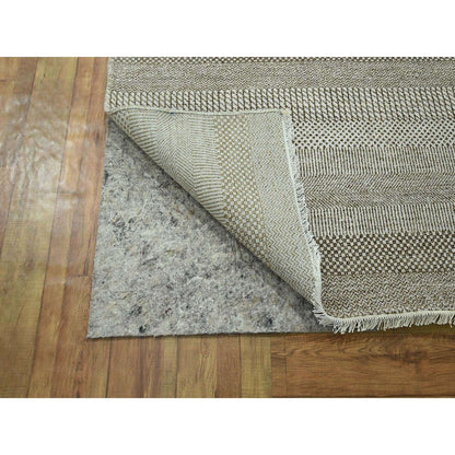 10'X14' Brown Modern Grass Design Wool And Silk Hand Knotted Oriental Rug