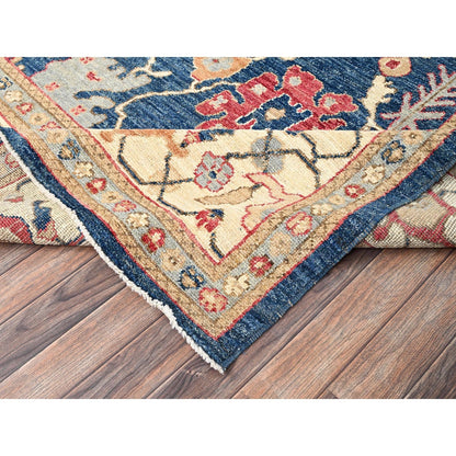 10'1"X14'1" Yale Blue Afghan Oushak Hand Knotted Wool Supple Collection Rug