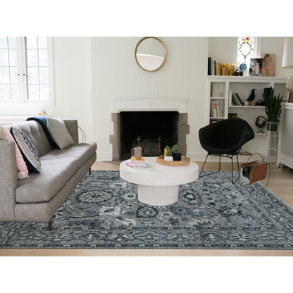 9'1"X12'6" Grey Peshawar With Mahal Design Wool Hand Knotted Rug