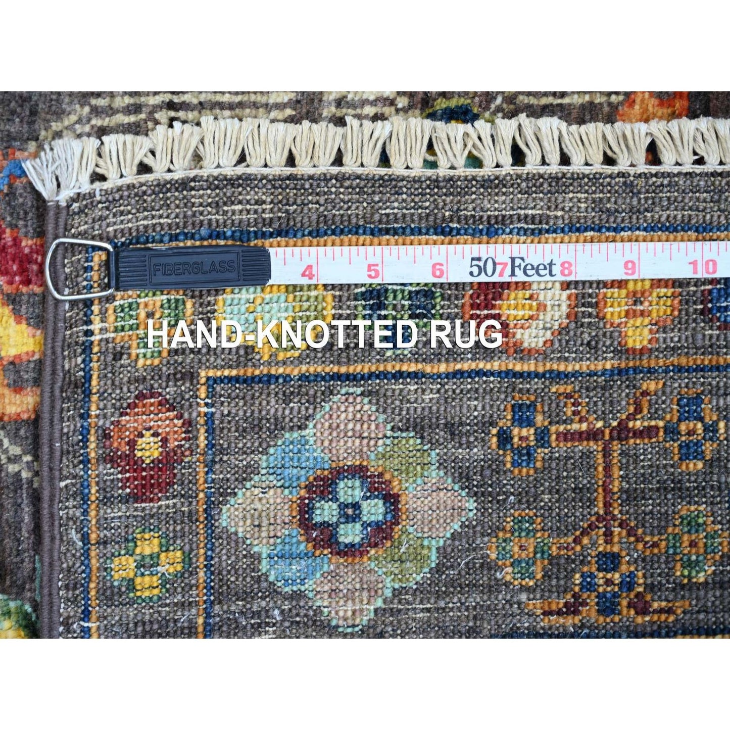 2'9"x4' Gray Hand Knotted Afghan Sultani Pure Wool Sample Mat Rug