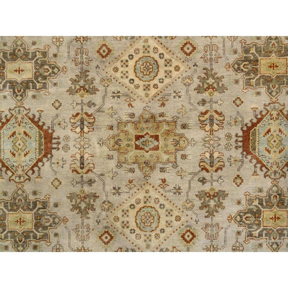 10'2"X10'2" Light Gray Soft Wool Hand Knotted Karjihooz Design Square Rug