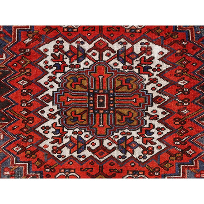 10'X13'2" Red Pure Wool Hand Knotted Semi Antique Zoroastrian Heris Rug