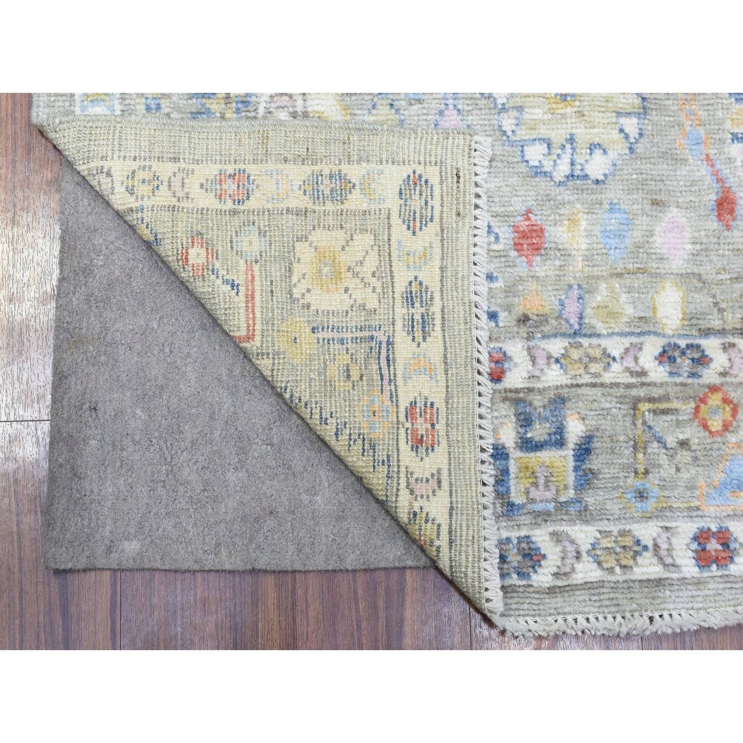 4'4"X10' Taupe Hand Knotted Wool Afghan Angora Oushak Wide Runner Rug