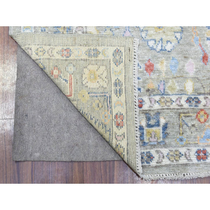 4'4"X10' Taupe Hand Knotted Wool Afghan Angora Oushak Wide Runner Rug
